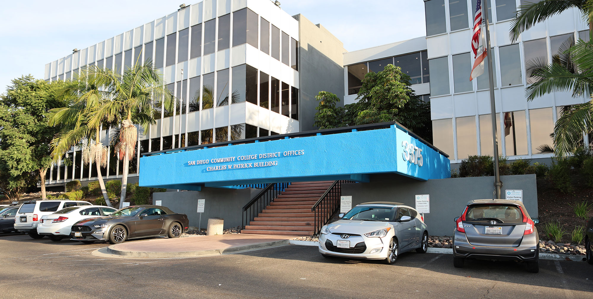 The front of the district office building.
