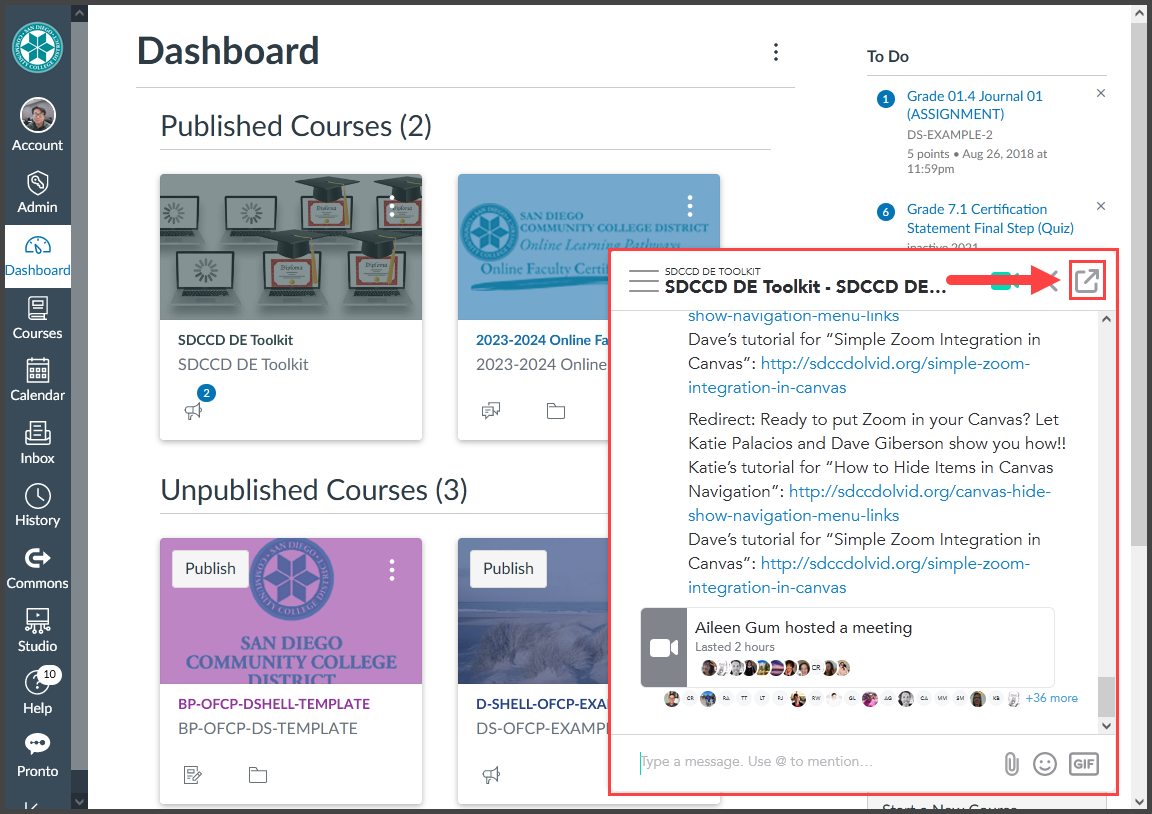 A screenshot pointing to the Pronto tool as it appears within Canvas