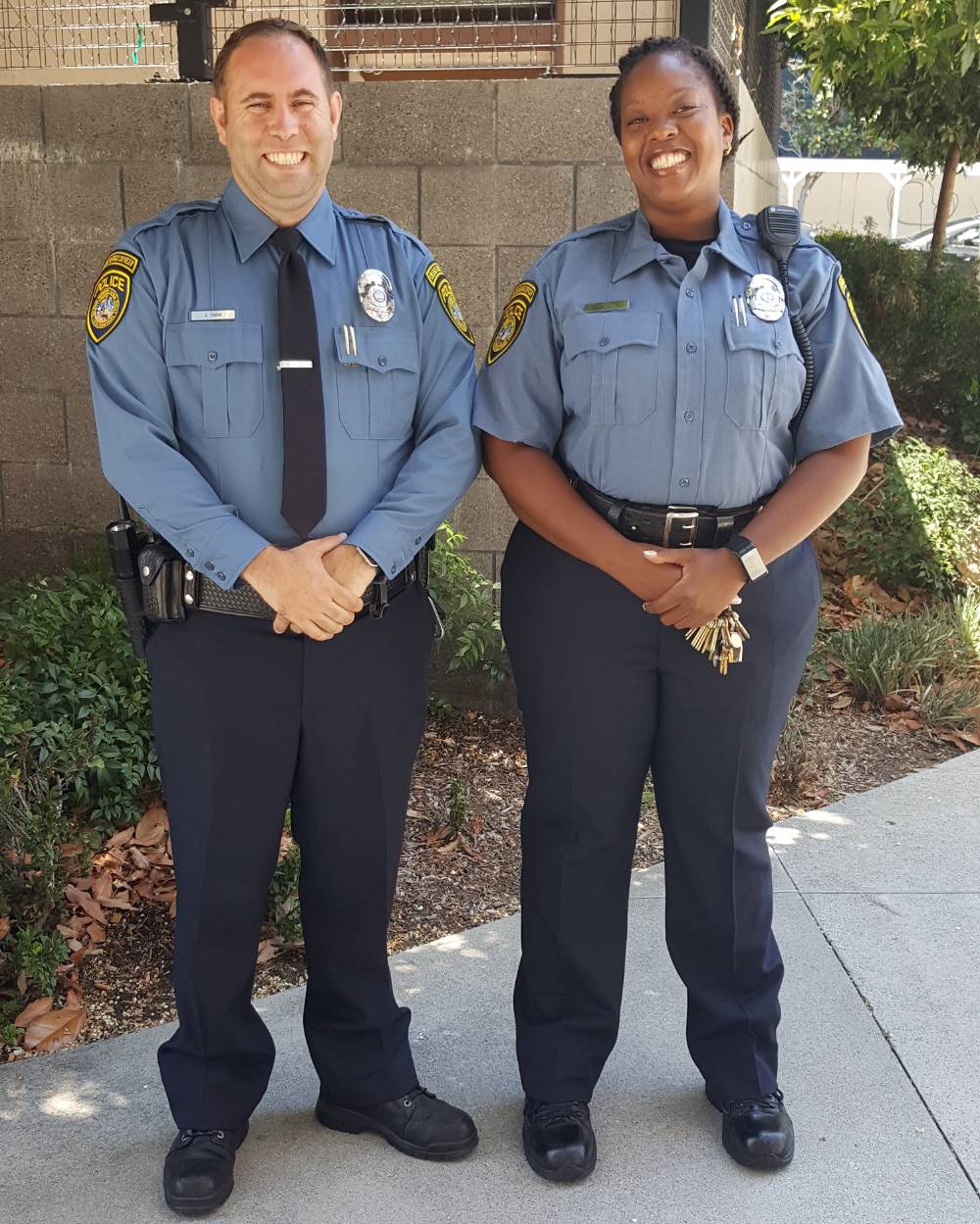 Safety Officers Two college service officers wear the new uniforms