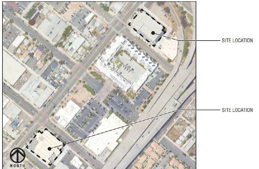 Overhead view of building sites that will receive the overhead door replacement