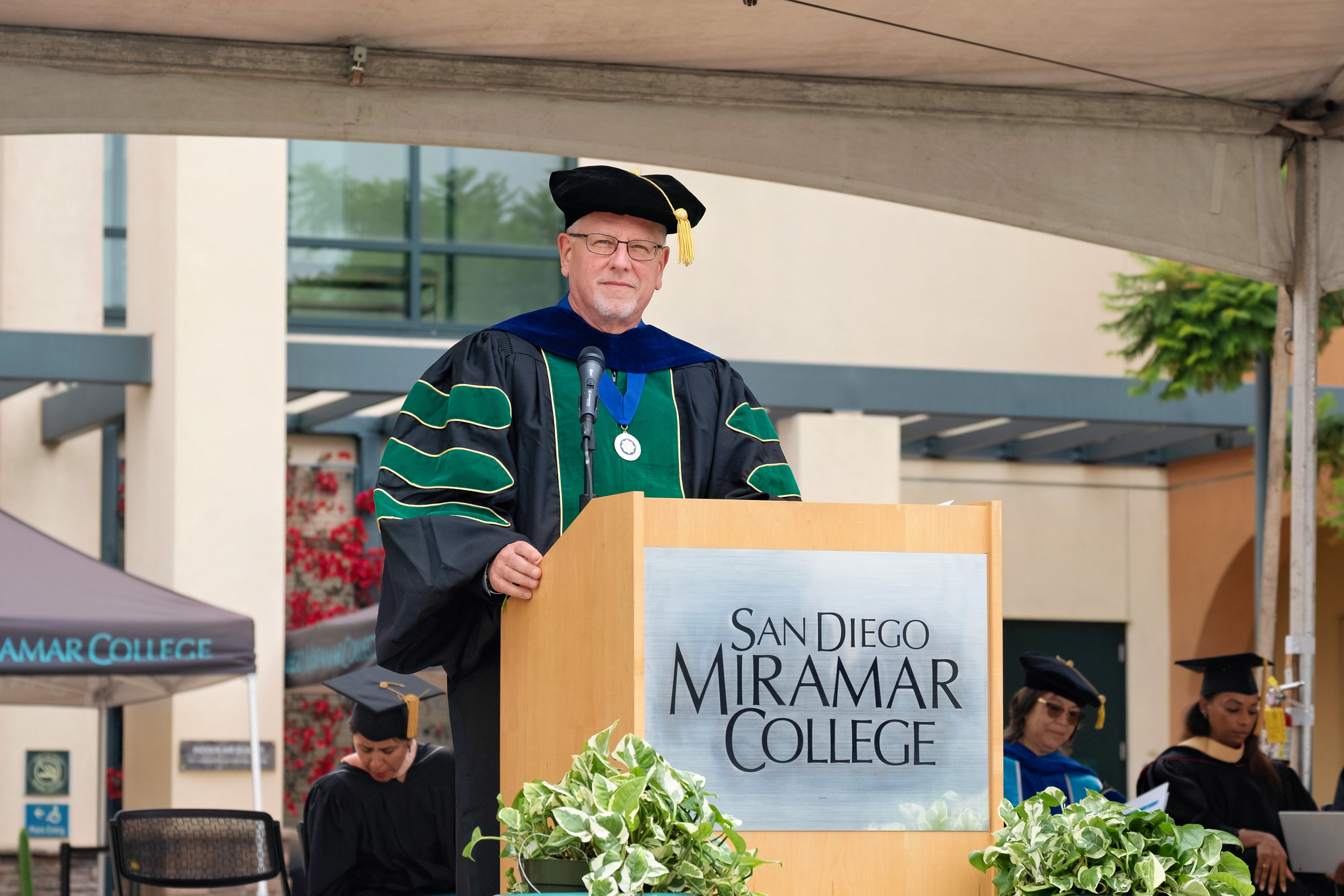 
Miramar College President Wes Lundburg speaks at commencement.
