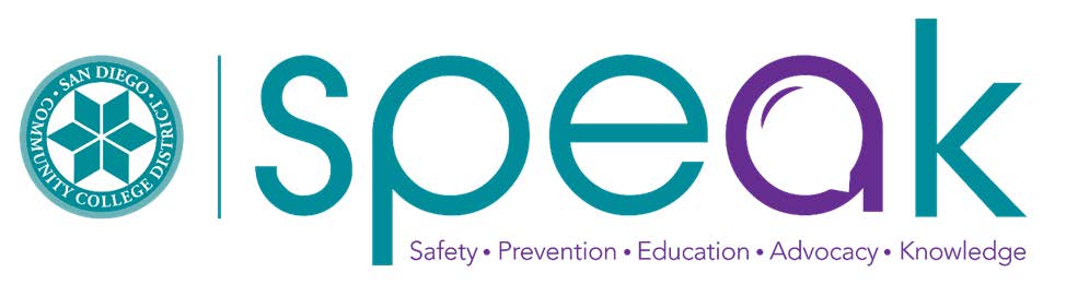 Speak logo in spells our Saftey Prevention Advocacy and Knowledge Speak